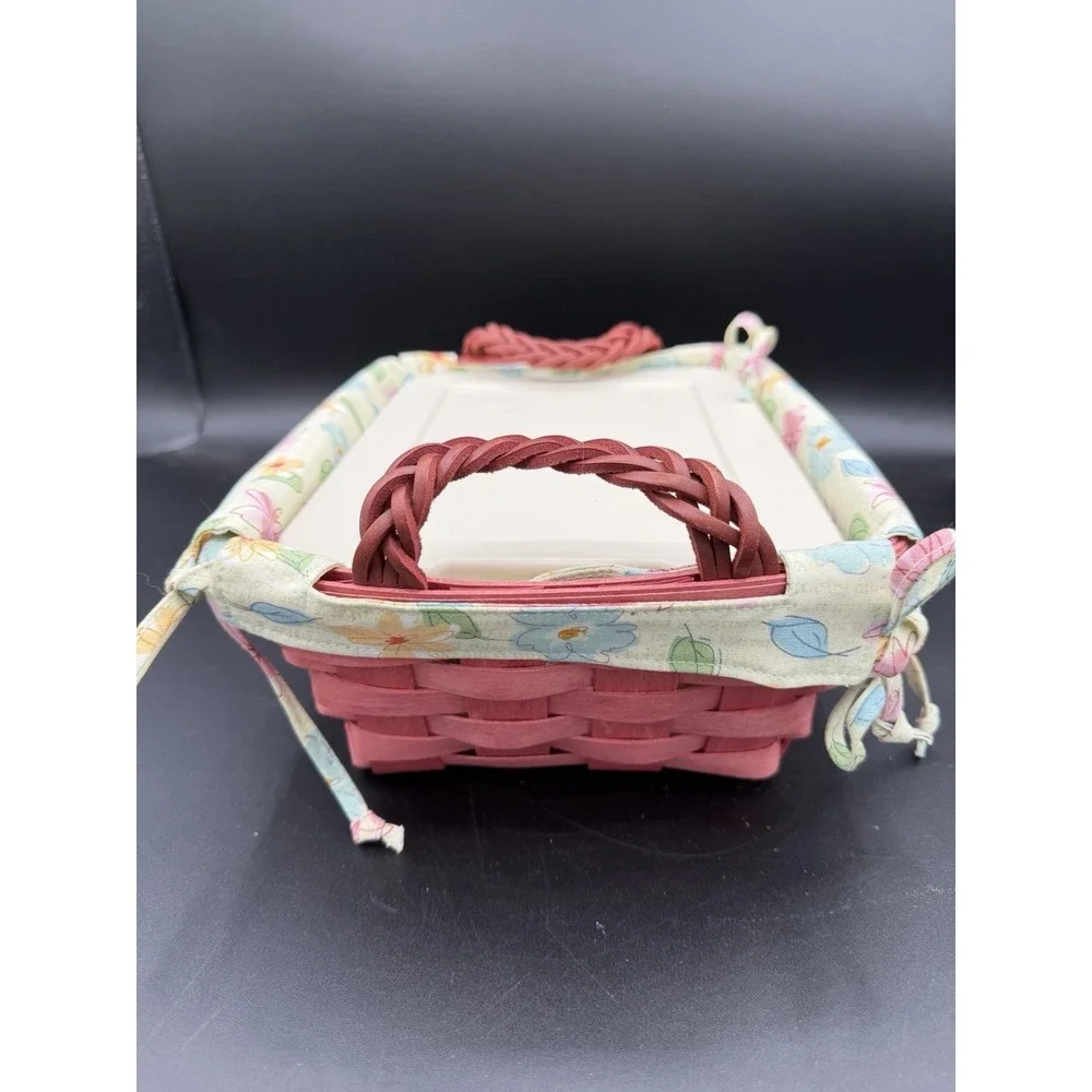 🧺💗 Longaberger 2008 Small Serving Basket – Pink w/ Liner & Storage Solutions💗